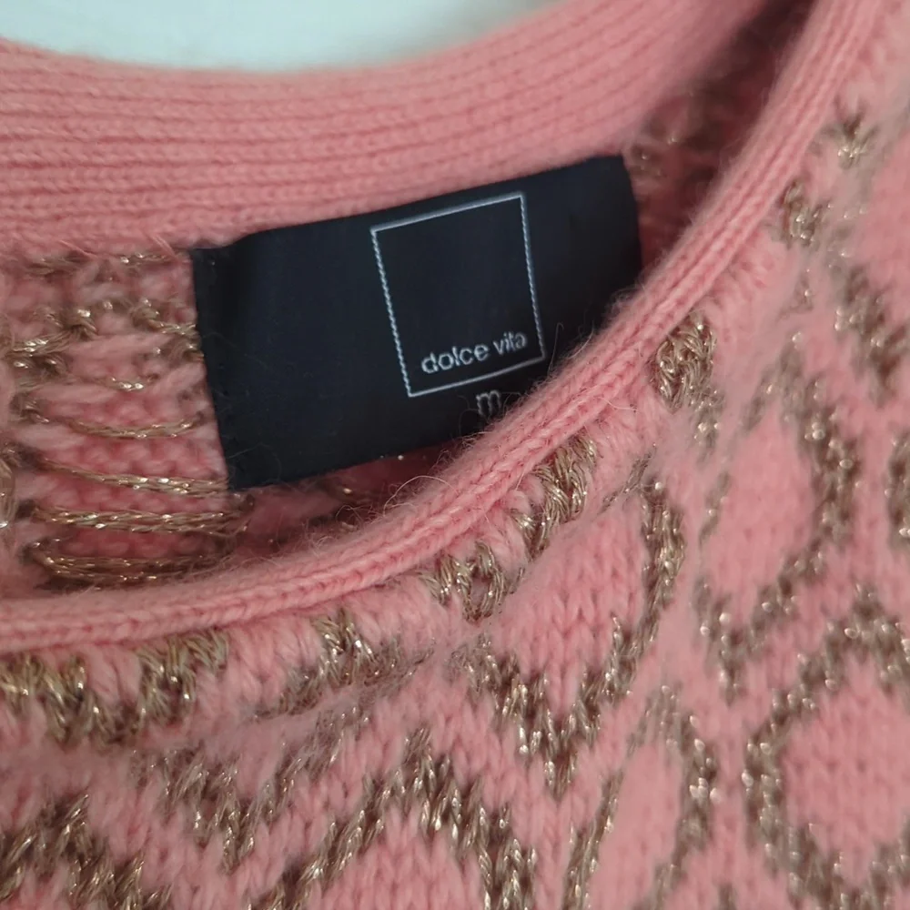 DOLCE VITA CORAL & METALLIC GOLD SWEATER - Picture 5 of 9